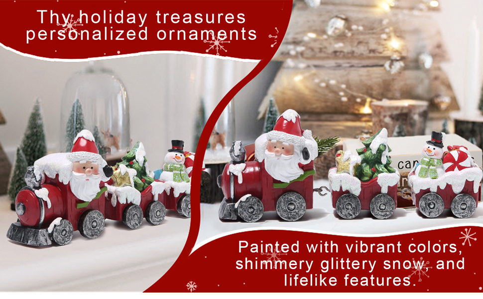 dropship from factory hodao christmas decorations indoor home decor christmas small train figurines winter for table top centerpiece fireplace decor cute christmas train decoration gift (red train) mass production supply