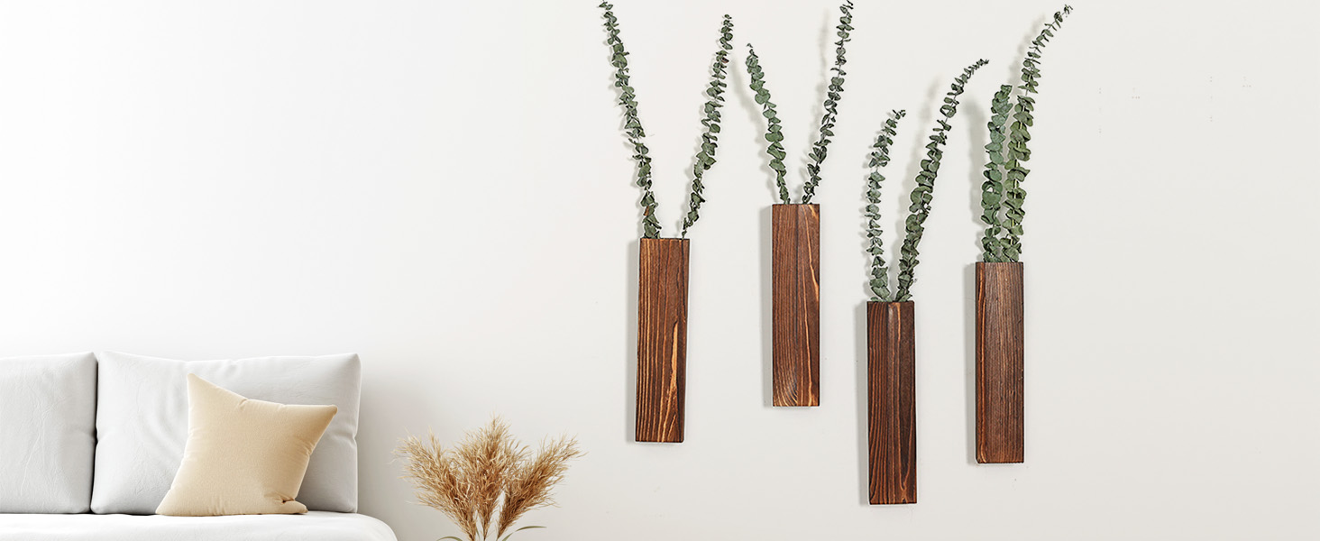 bulk purchase wood wall planters modern decor for livingroom bedroom bathroom contemporary wooden wall planter versatile wood home decor for dried flowers and faux greenery plants (3 pack，brown) trade price
