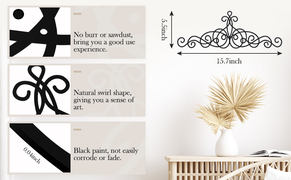 factory direct zhengmy metal wall decor small traditional metal scroll wall art decor rustic iron wall medallion metal scroll wall art small iron metal wall plaque for home living room decoration(black) volume discount