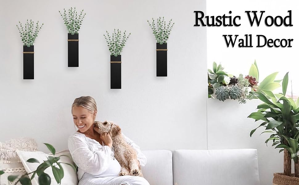 bulk purchase wall planters for indoor plants - 2 pack wood wall vases for dried flowers & artificial plants modern farmhouse wooden vase for living room bedroom kitchen wall decorations - black trade price