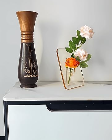 oem/odm services clear acrylic flower vase rectangular，acrylic frame vase ，art deco vase，decoration of consoles and various desktops，house warming gifts (clear) affordable bulk deals