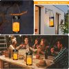 custom wholesale vintage lantern glass retro lantern led flickering flameless candle battery powered camping lamp hemp rope hanging lanterns non-solar light 2 pack oem/odm services