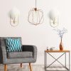 factory direct peryiter 2 pcs boho wall decor gold wall art hanging planters with artificial pampas wall mounted metal wall decor modern home decor display wall art bedroom bathroom living room(oval) volume discount