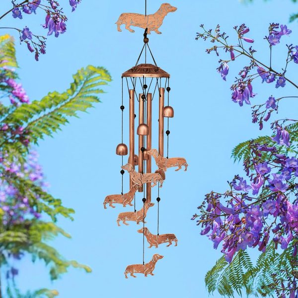 producer to buyer dachshund dog wind chimes for outside,metal windchimes,dachshund dog gifts for women/men,wind chime garden decor outdoor,memorial/housewarming/birthday/festival gifts,front yard decor discounted pricing