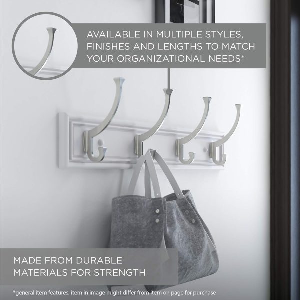 competitive pricing liberty 129854 wall mounted coat rack with 3 decorative hooks, 10-inch, satin nickel and white one-stop wholesale
