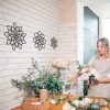 factory direct moxweyeni 3 pieces metal flowers wall decoration, metal rustic wall art decoration farmhouse wall decorations multiple floral hanging decoration for bathroom home office(black, modern style) volume discount