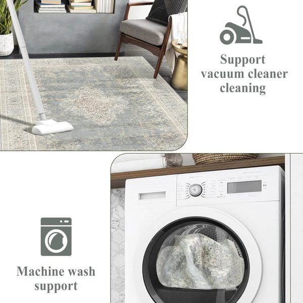 global sourcing 2x3 rug small washable rug distressed thin indoor entryway vintage rug low-pile floor carpet for entrance bedroom kitchen bathroom beige grey oem/odm services