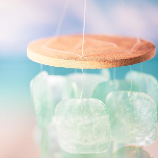 producer to buyer solange & frances wind chimes for outside – gifts for mom, ideal gifts for women who have everything, turquoise capiz shell windchimes, gardening gifts for grandma, indoor decor discounted pricing