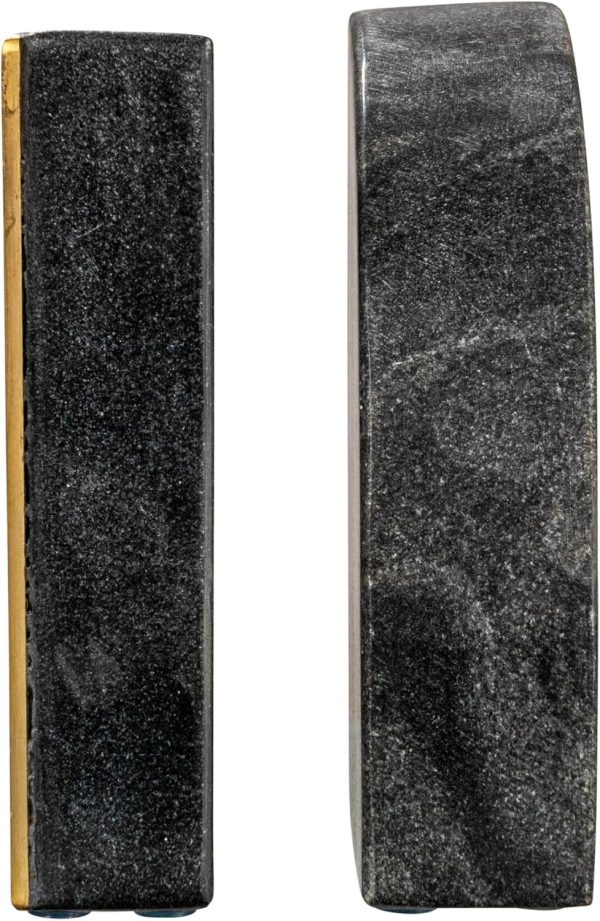 supplier direct creative co-op boho arched semicircle marble brass detail, set of 2, black bookend wholesale prices