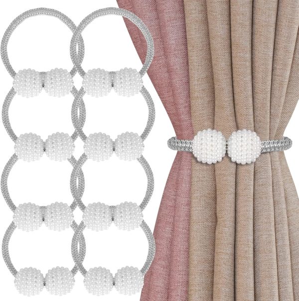 bulk purchase 8 pack magnetic curtain tie backs with pearls,modern curtain holdbacks strap,decoration for kindergarten,outside and inside drapes factory discount