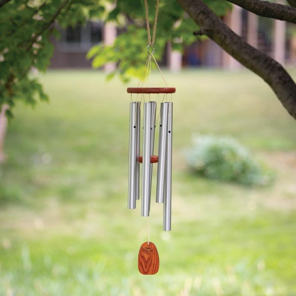 producer to buyer woodstock wind chimes original amazing grace chime, memorial chimes for outside, outdoor decor for patio, porch, garden, sympathy chime, silver, 24" discounted pricing