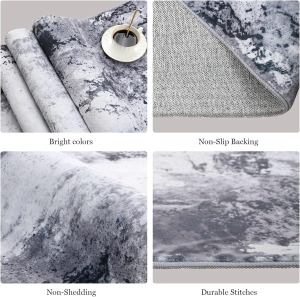 global sourcing washable abstract small area rug, 2x3 grey door mat indoor entrance rug, non-slip non-shedding throw rugs for entryway, front door indoor entrance, kitchen, bedside，entry oem/odm services
