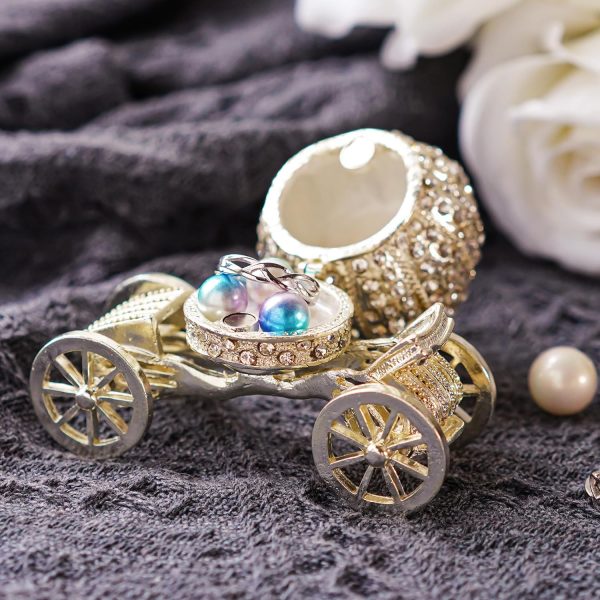 dropship from factory yu feng hand painted trinket box jewelry holder with elegant crystals collectible figurine & decorative living room jewelry holder (crown carriage mass production supply