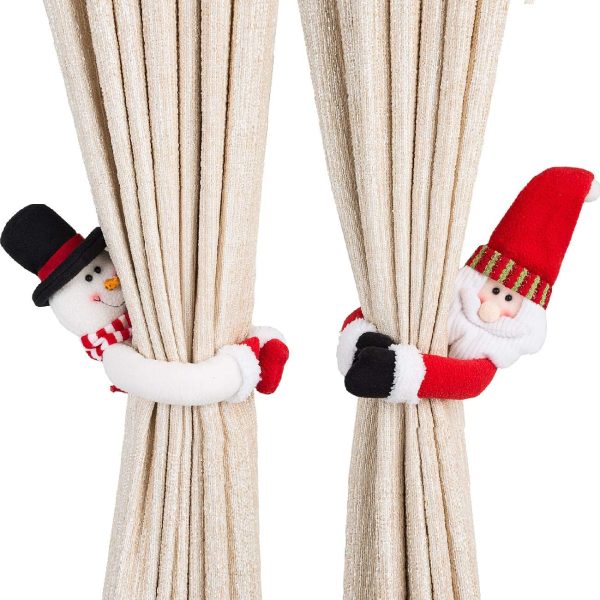 bulk purchase ogrmar 2 pack christmas curtain buckle doll santa & snowman creative curtain tieback hold back fastener,christmas wine bottle topper for xmas holiday home window decoration (red and white) factory discount