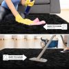 global sourcing tepook super soft fluffy rug for bedroom, modern shaggy rug fuzzy kids rug for living room, plush indoor nursery home decor rug with non-slip bottom, black, 4 x 6 feet oem/odm services