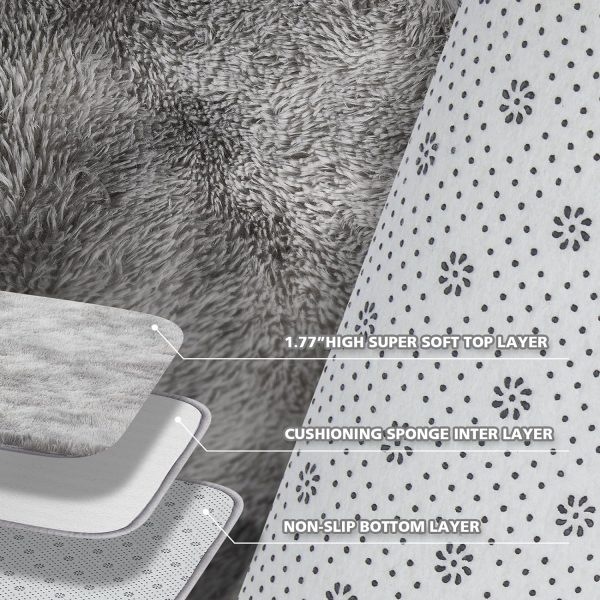 global sourcing fluffy soft area rugs for bedroom, 4x6 indoor modern area rugs fluffy living room carpets for kids bedroom home decor nursery rug, high pile soft throw rug, anti-skid, tie-dyed light grey oem/odm services