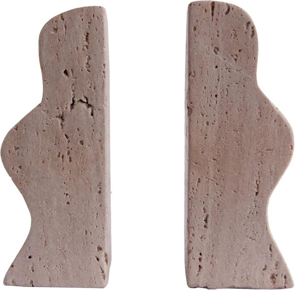 supplier direct creative co-op decorative travertine wave bookends, natural, set of 2 wholesale prices