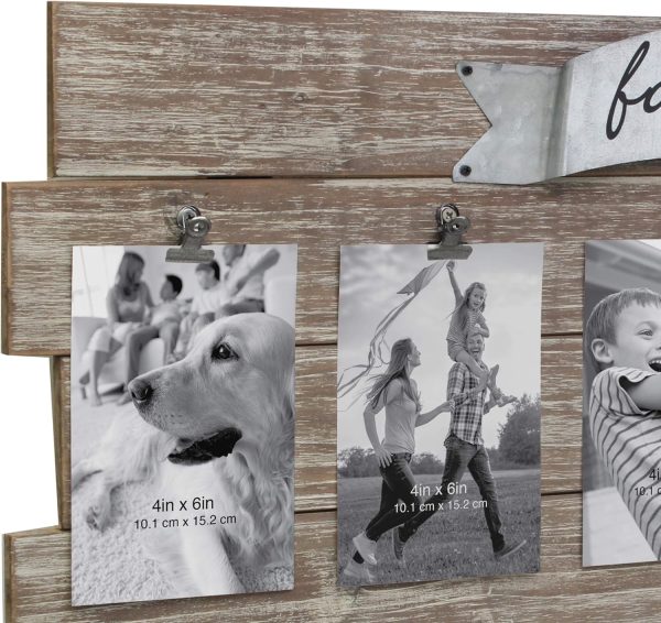 bulk purchase stonebriar rustic wood collage picture frame with clips and metal detail brown 26" x 11" trade price