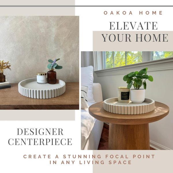 wholesale direct oakoa round decorative tray for coffee table tray decor - concrete round tray home decor tray - coffee table decor - table trays decorative - centerpiece tray bulk purchase at factory prices