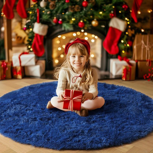 global sourcing navy blue rug for bedroom,fluffy circle rug 4'x4' for kids room,furry carpet for teen's room,shaggy circular rug for nursery room,fuzzy plush rug for dorm,indigo carpet,cute room decor for baby oem/odm services