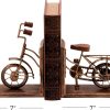 supplier direct deco 79 vintage wood bookends metal cycle pr h-26778, 7"w, 9"h, brass wholesale prices