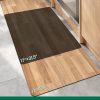manufacturer direct lumi 2pcs ultra-thin wood grain kitchen mat set, low profile, non slip, quick dry, washable kitchen rugs, teak, 17"x31.5" + 17"x60" trade price