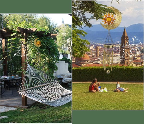 producer to buyer jyps sun moon solar wind chimes for outside crackle glass ball waterproof wind chimes outdoor clearance deep tone garden decor birthday unique gifts for women mom grandma windchimes gardening discounted pricing