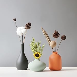 oem/odm services small ceramic vase set of 4 for modern home decor minimalist bohemian,round matte vases for dried flowers&pampas grass ceramic decoration for office,shelf,living room,bedroom,entryway decor affordable bulk deals