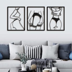 factory direct black bedroom metal wall art - abstract women metal wall decor for living room bathroom kitchen room minimalist line art wall décor modern above bed wall decor hanging farmhouse wall decorations volume discount