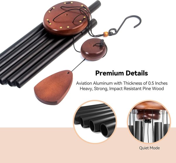 producer to buyer wind chimes for outside with wood wind catcher, 37 inches large aluminum windchimes outdoors for patio decoration & zen atmosphere, best gifts for mom(black) discounted pricing