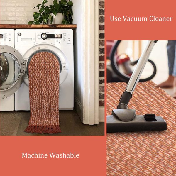manufacturer direct lahome boho kitchen rug, 3x5 fall rugs for bedroom lightweight bathroom area rug woven indoor door mats for entryway with tassels, farmhouse throw rug non shedding floor carpet for office dorm trade price