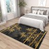manufacturer direct bamboo rugs for living room - bamboo rug, 2x3 rug, gold bamboo leaf botanical area rug, rustic asian black door mat, washable & non slip & soft small carpet, bamboo home decor gifts trade price