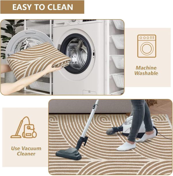 global sourcing tiffasea cotton reversible area rug, 2’x3', tan, machine washable, indoor outdoor, modern geometric pattern, perfect for high-traffic areas oem/odm services