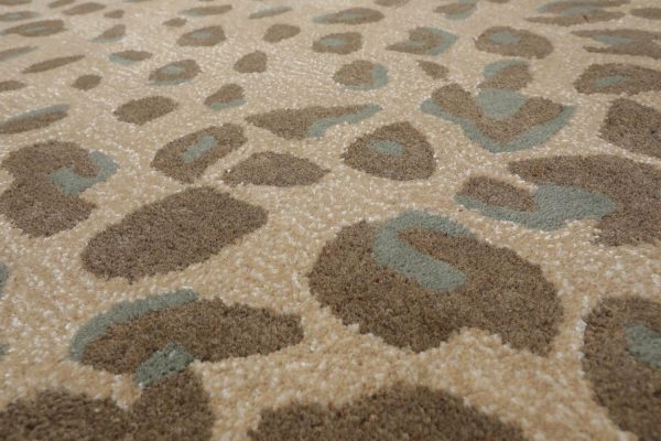 manufacturer direct 7'8''x10' modern leopard print tan wool and bamboo silk oriental rug multi sizes hand tufted for living room, bedroom, dining room, kitchen, hallway carpet trade price