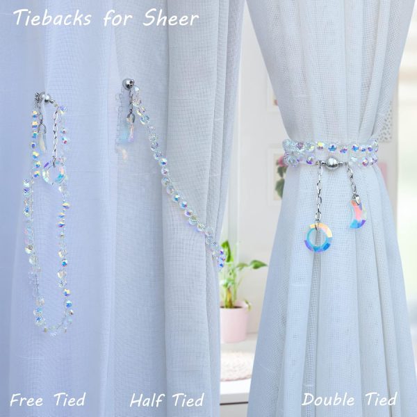 bulk purchase magnetic curtain tiebacks, 2 pack crystal beaded sun & moon pendants curtain sheer/drapery holdbacks, beaded curtain ties for window home decor (crystal ab) factory discount
