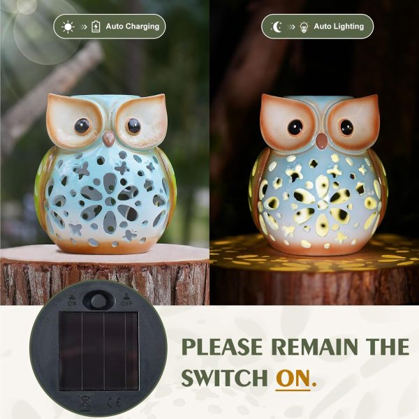 dropship from factory mininova garden statues owl solar lantern hollow out waterproof resin outdoor ornaments decorative lights for outside patio porch yard gifts mass production supply