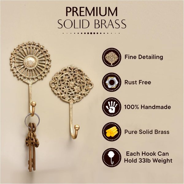 competitive pricing indian shelf 3 boho wall hooks decorative wall hooks brass wall hooks shabby chic key hooks holder coat rack wall mount gold wall hooks vintage wall hooks coat hooks for hanging coats gold hooks one-stop wholesale