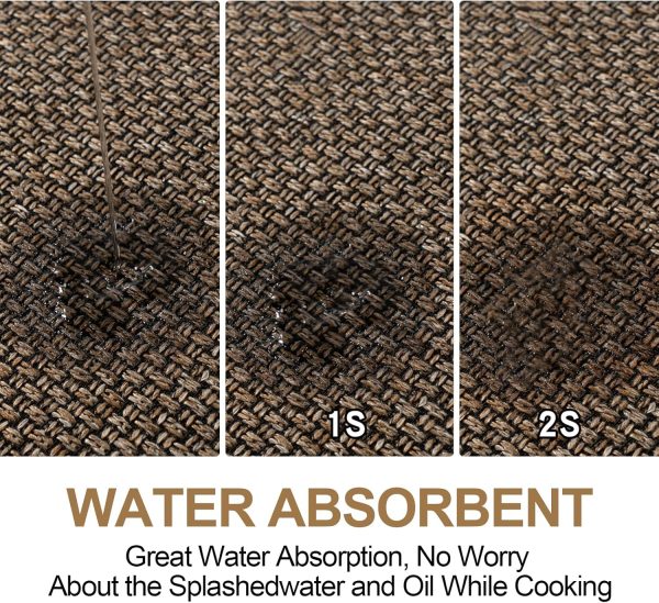manufacturer direct kitchen mat set of 2 pcs, cushioned non slip rugs for kitchen floor, absorbent runner comfort standing mats washable for kitchen, office, home (brown, 17.3"x47"+17.3"x30") trade price
