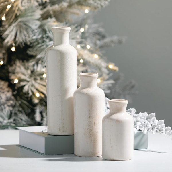 oem/odm services sullivans white ceramic vase set, farmhouse decor, home decorative vase, vases for your kitchen, bedroom, office, living room, bathroom, & shelf centerpiece table decorations (cm2333) affordable bulk deals