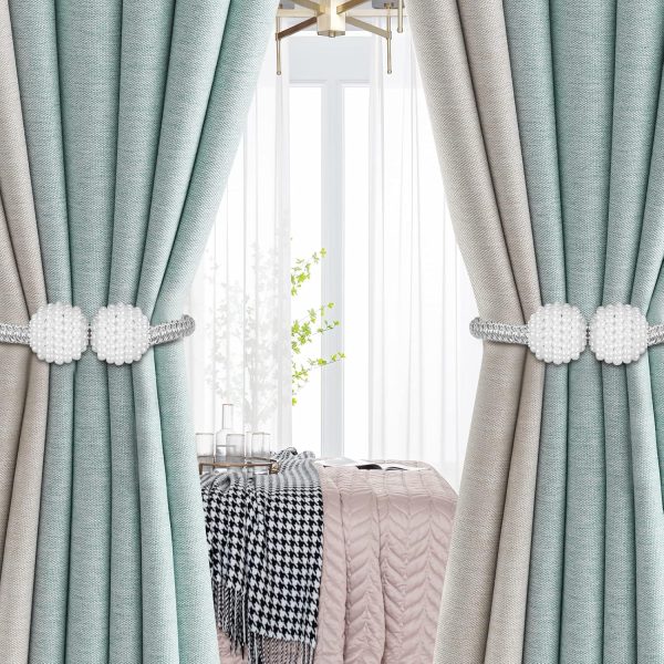 bulk purchase 8 pack magnetic curtain tie backs with pearls,modern curtain holdbacks strap,decoration for kindergarten,outside and inside drapes factory discount
