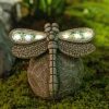 dropship from factory garden statue dragonfly,solar dragonfly decor for outdoor,resin dragonfly figurine with solar light for patio,balcony,yard,lawn ornament,perfect garden gift mass production supply