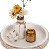 wholesale direct hanobe decorative serving tray wood: white washed bead round tray decor for coffee table rustic wooden trays farmhouse centerpiece for living room kitchen counter bulk purchase at factory prices