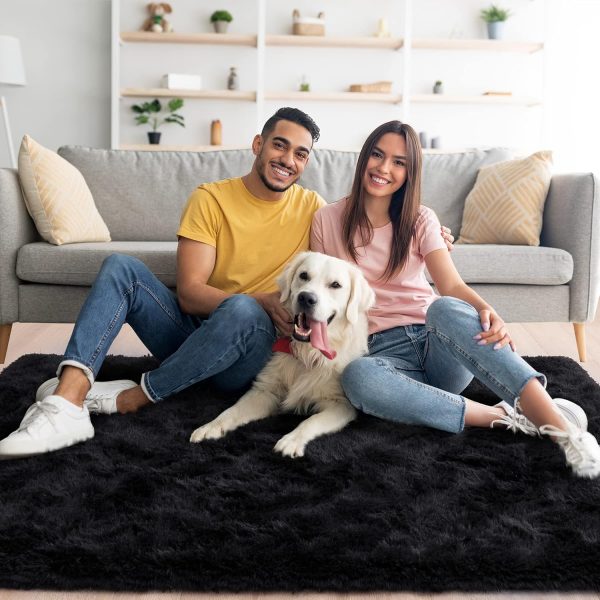 global sourcing noahas fluffy bedroom rug plush fuzzy rugs for kids room living room, soft shaggy nursery rug furry floor carpet modern indoor bedroom decor cute boys girls room rug, 2x3 feet, black oem/odm services
