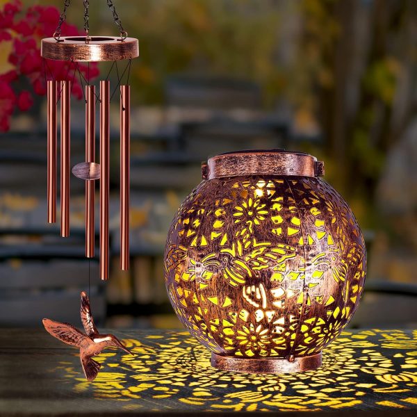 producer to buyer wind chimes for outside 38" hummingbird solar wind chimes outdoor gifts for mom hanging solar lantern, garden decor wind chime for patio yard, christmas windchimes outdoors gifts for women grandma discounted pricing