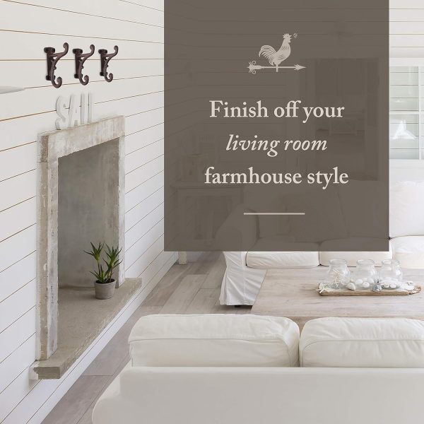 competitive pricing rustic cast iron coat hooks (3 pack) rustic dark brown, wall mounted, farmhouse decorative, heavy duty wall hooks for hanging coats, hats, towels (mounting hardware included) one-stop wholesale