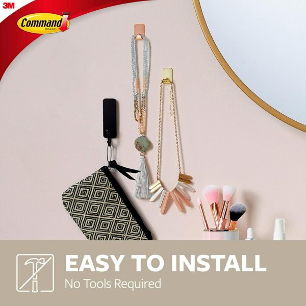 competitive pricing command small metallic hooks brass color, 4 hooks and 5 command strips, damage free wall hooks with adhesive strips, adhesive hooks for hanging christmas decorations, holds up to 0.5 lb one-stop wholesale