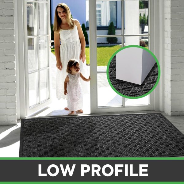 global sourcing mibao front door mat, heavy duty durable welcome mat for outdoor indoor, dirt trapper waterproof super absorbent door mat for entryway outside patio porch, 29.5" x 17", grey oem/odm services