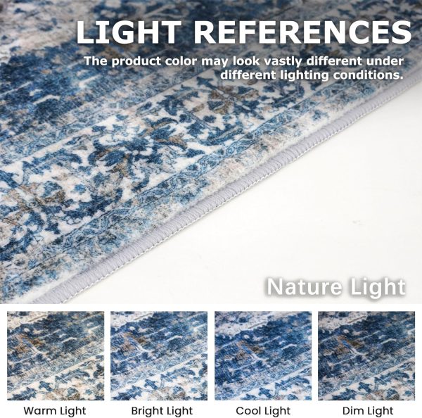 global sourcing kozyfly small area rug 2x3 ft rugs for entryway washable boho entry rug non slip door mat indoor entrance blue printed faux wool vintage printed kitchen rug throw rugs for entrance kitchen bathroom oem/odm services