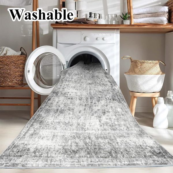manufacturer direct area rug 6x9 washable rug gray vintage rug traditional floor cover thin rug retro kitchen indoor distressed non slip carpet floral print mat living room bedroom dining room trade price