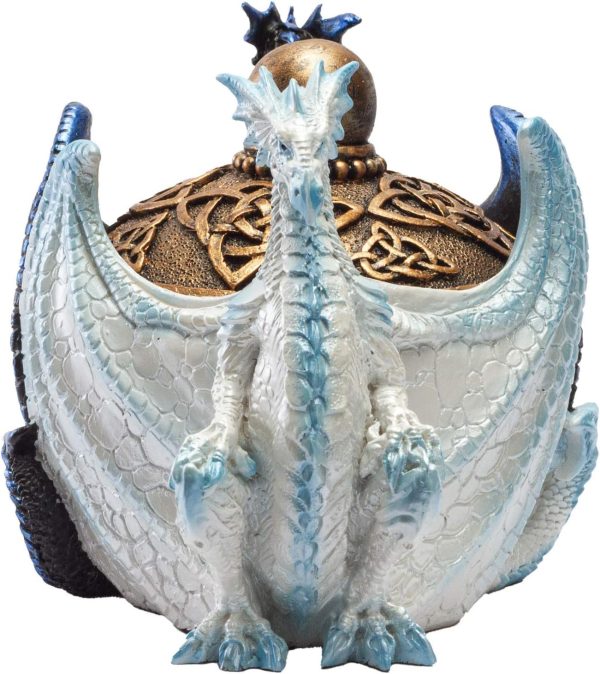 dropship from factory pacific giftware fantasy celtic knotwork dual yin yang dragons decorative trinket jewelry box figurine 5.75" long mass production supply